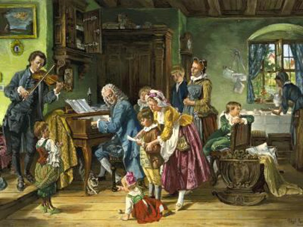 "Bach with His Family at Morning Devotion" by Toby Edward Rosenthal (1870)